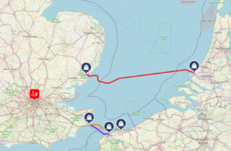 Routekaart boot naar Londen