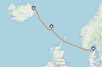 Boot naar IJsland route kaart