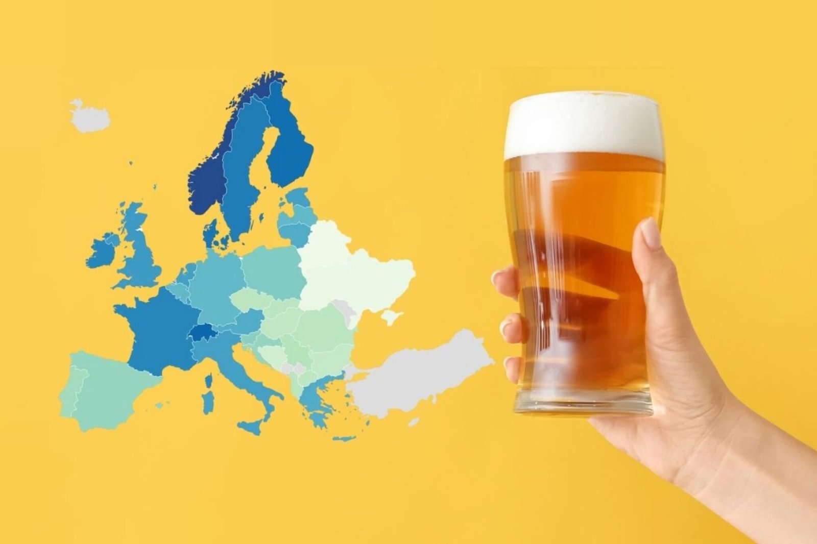 Dit kost een biertje (0,5l) in een restaurant per land in Europa