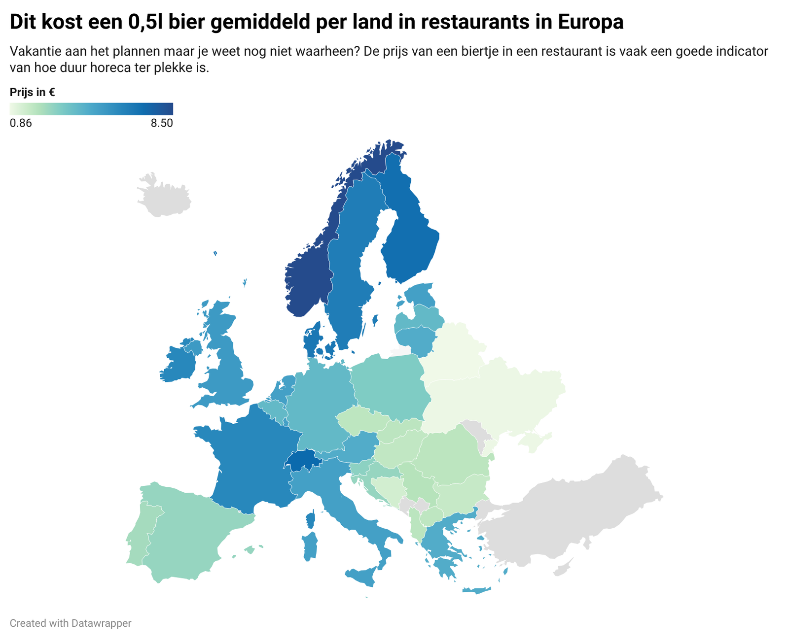 Dit kost een biertje door Europa heen