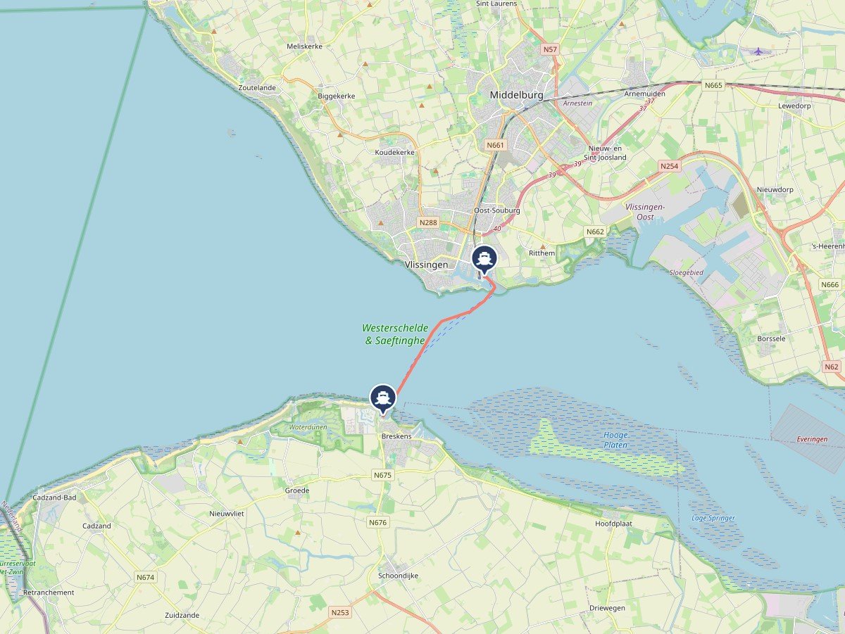 Westerschelde ferry van Vlissingen naar Breskens