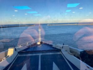 Uitzicht vanaf de Scandlines veerboot bij de haven
