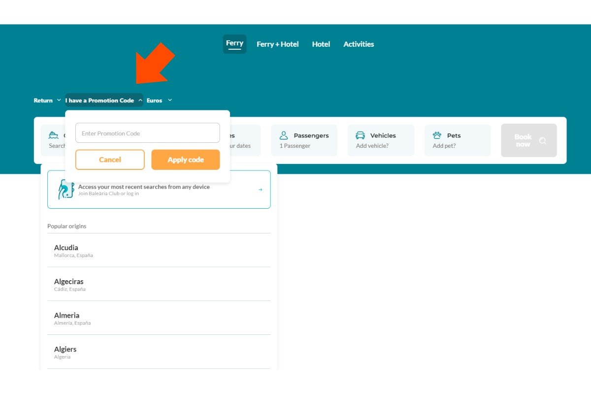balearia kortingscode gebruiken
