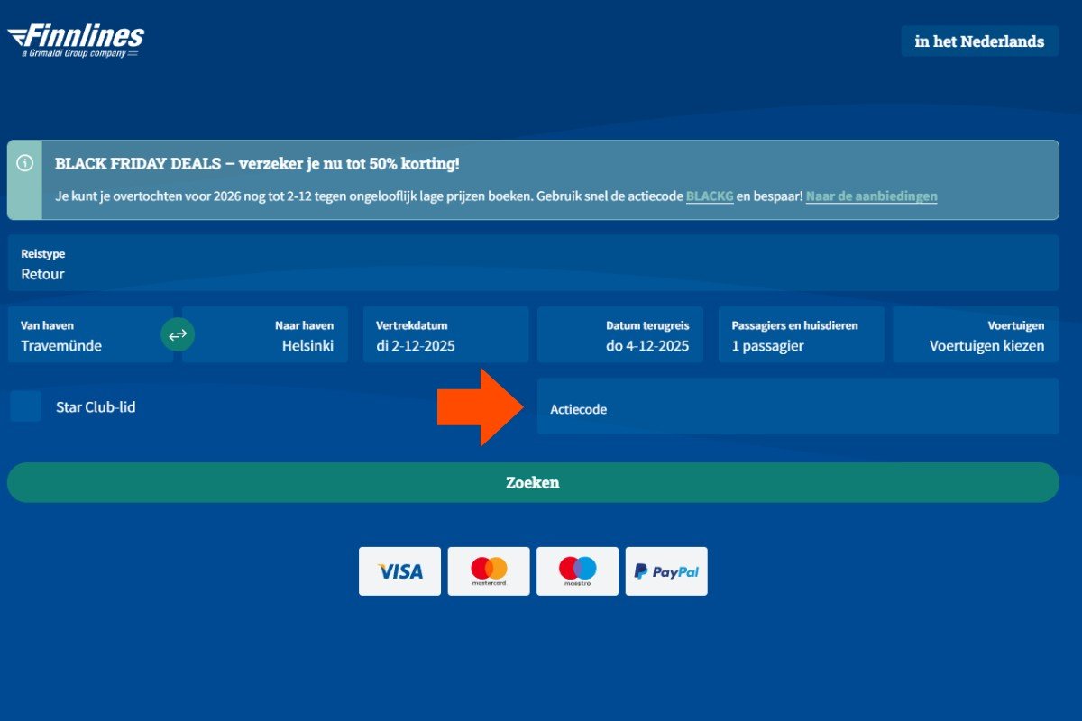 finnlines kortingscode gebruiken
