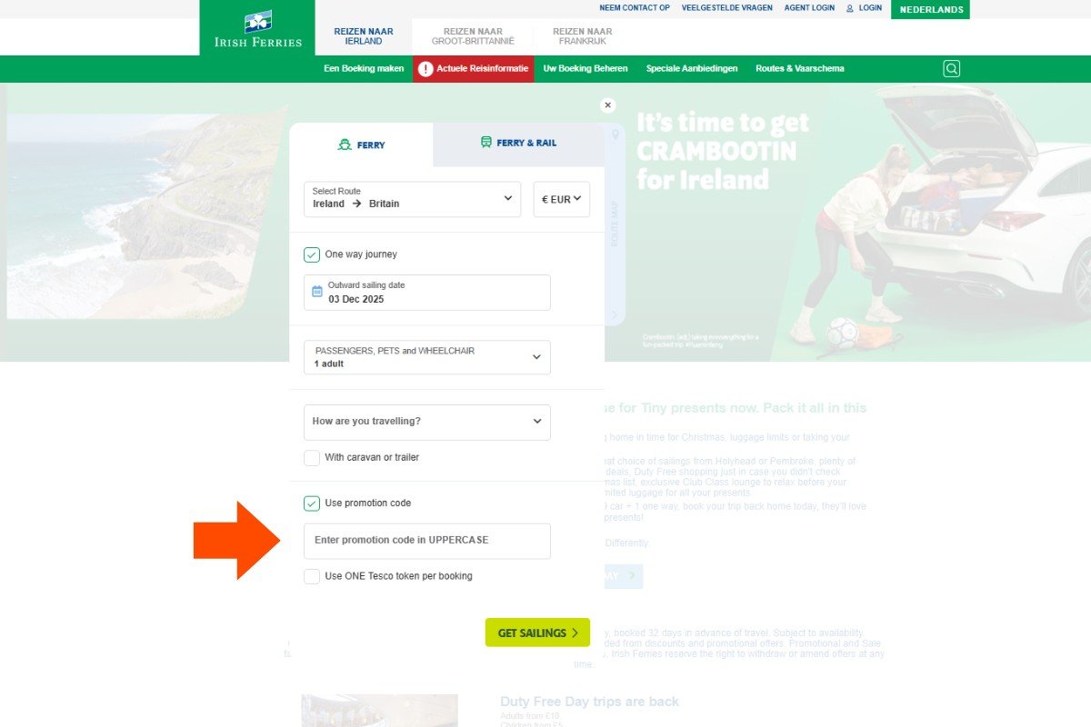irish ferries kortingscode gebruiken