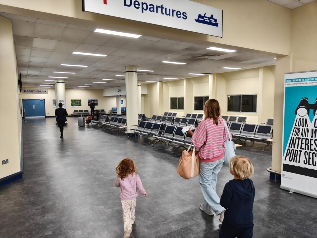 Vertrekbord van Stena Line in Harwich