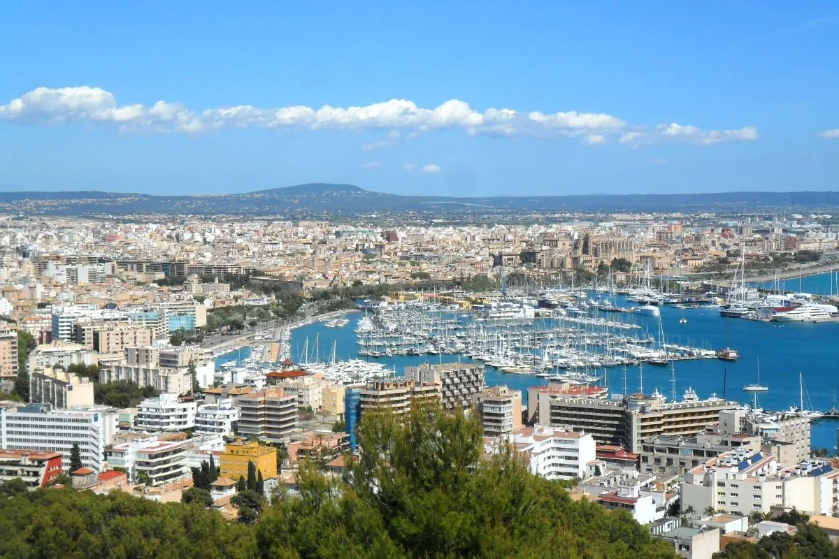 Uitzicht over Palma de Mallorca, met de jachthaven en de kathedraal