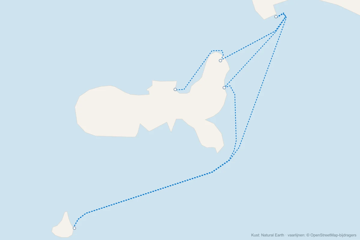 Kaart met alle veerboten naar Elba